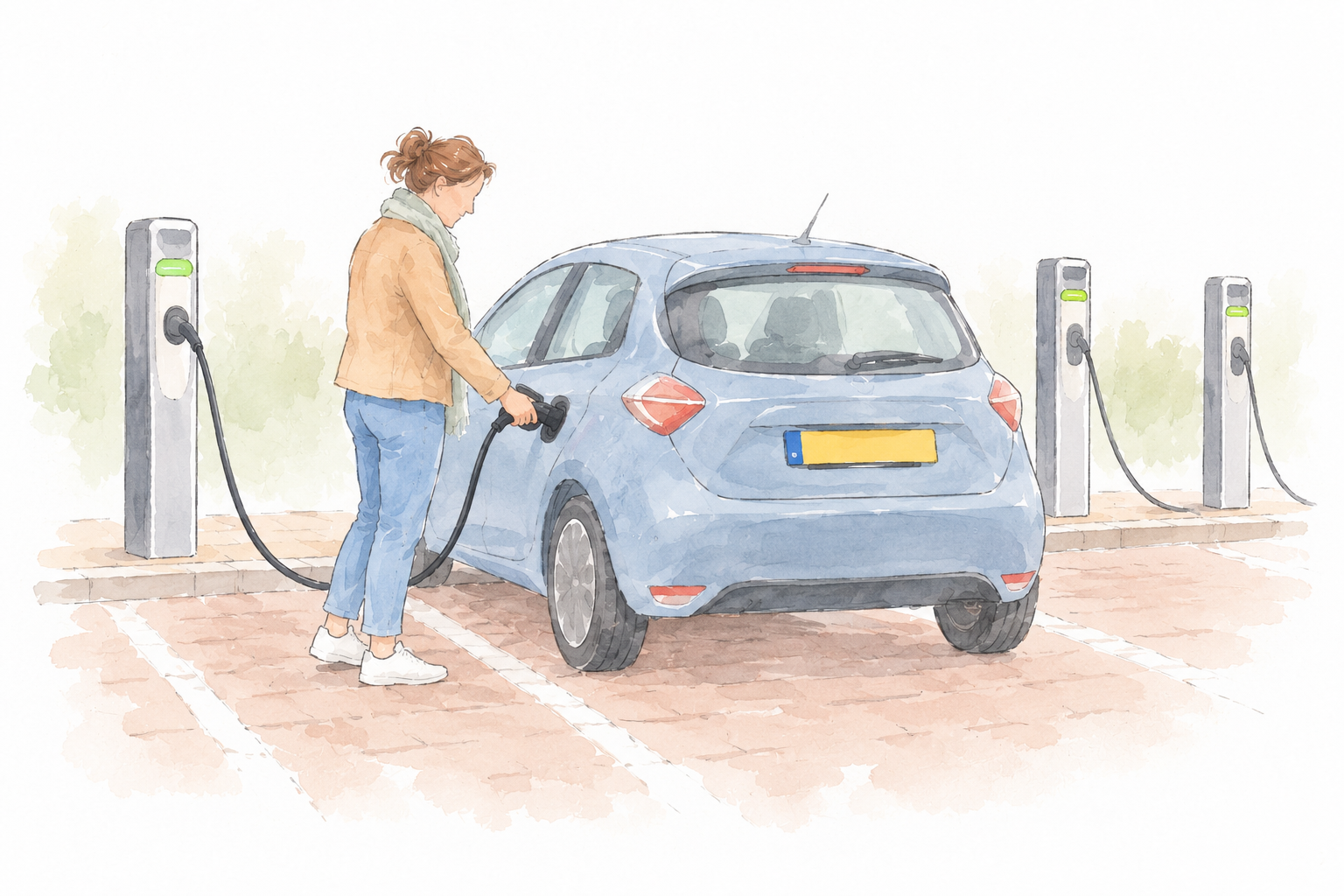 Illustratie van openbare laadpalen voor elektrische auto's